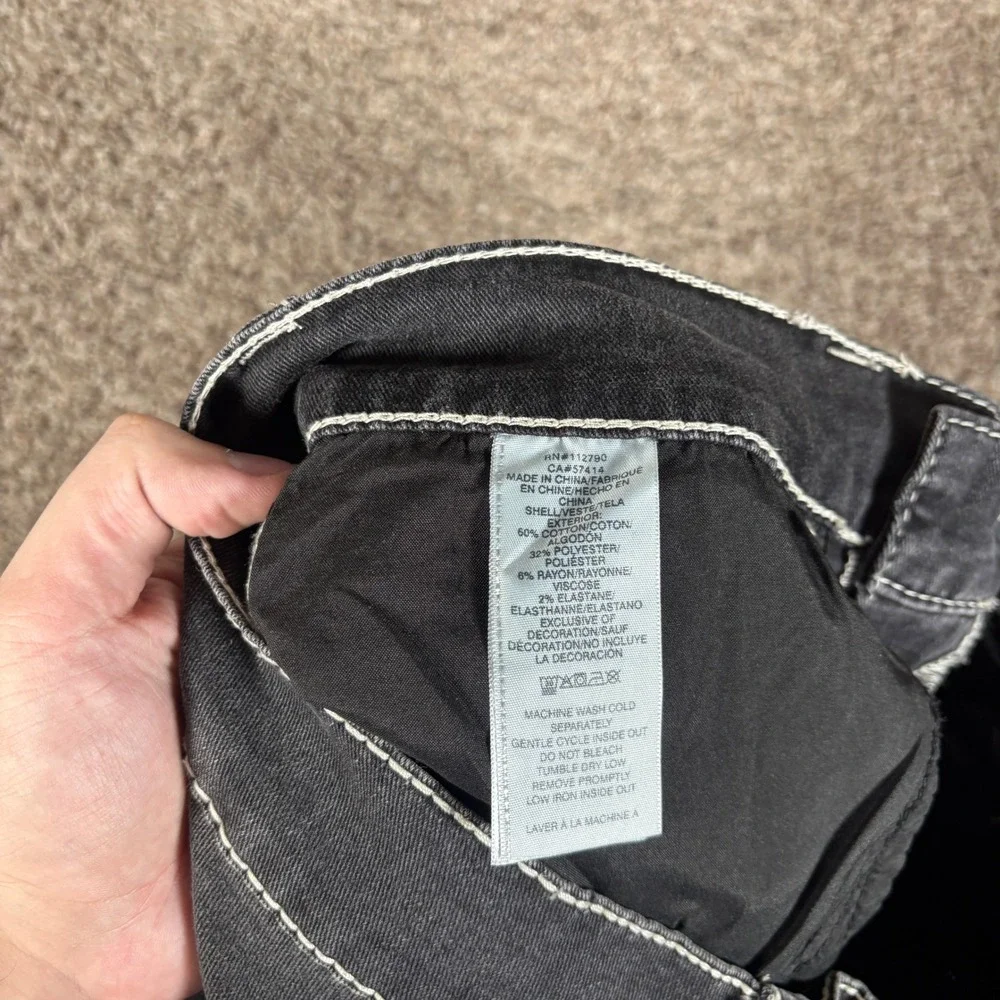 True Religion Ricky Relaxed Straight Big T Flap Jeans Grey Smoky Mist 32 NEW